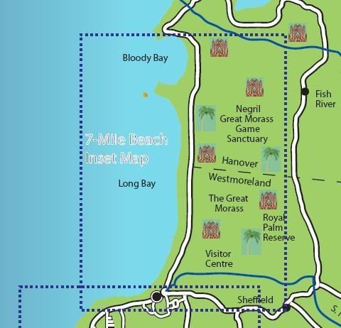map of jamaica negril 7 মাইল বিচ