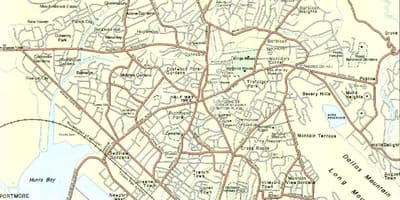 মানচিত্র, কিংস্টন, জ্যামাইকা এলাকাগুলোর